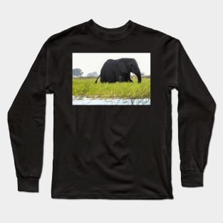 A large male elephant wading in the waters of the Okavango Delta Long Sleeve T-Shirt